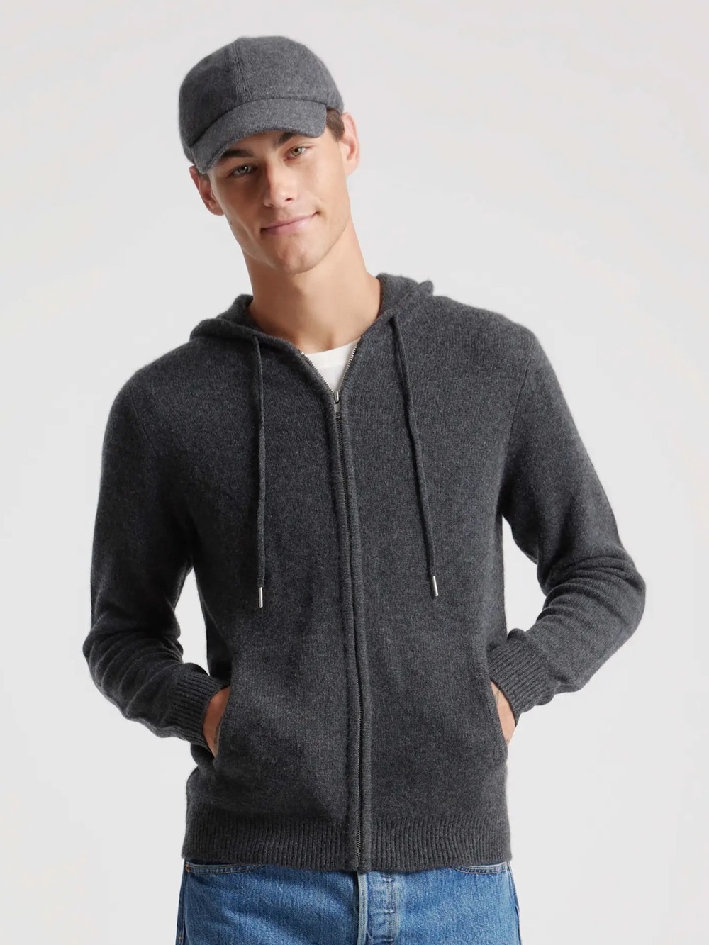 Quince Men's 100% Cashmere Mongolian Full-Zip Hoodie Size M Chic Minimalist Cozy